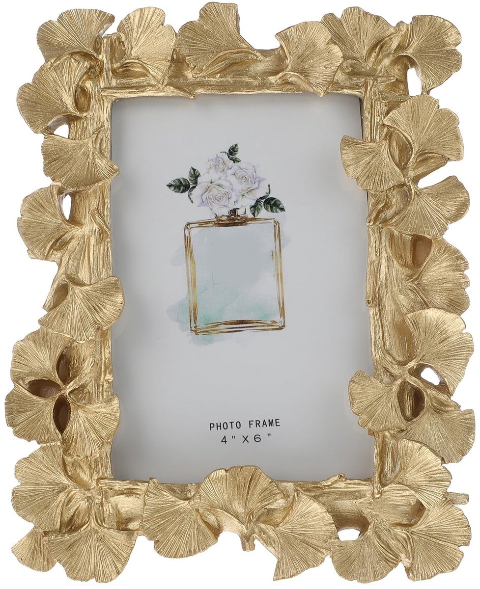 NTHProducts - Retro Photo Frame - Vintage Fotolijst - Desk Decoration - Goud - Love Fotolijst - Perfect voor Herinneringen - Ginkgo Biloba