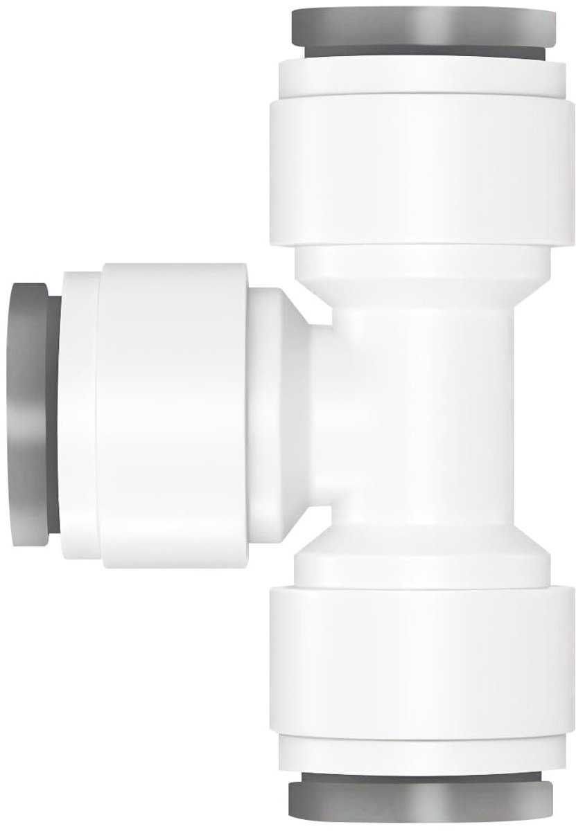 Seb3 - Water Hose Connector - 1/4 Inch Tee - Snelkoppeling - Wit - Omgekeerde Osmose Filter - Ideaal voor Waterpurifiers - Compact formaat