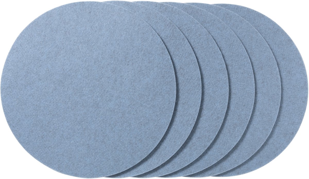 Vilt Placemats Rond 6-delig met Onderzetters Lichtblauw - 5mm