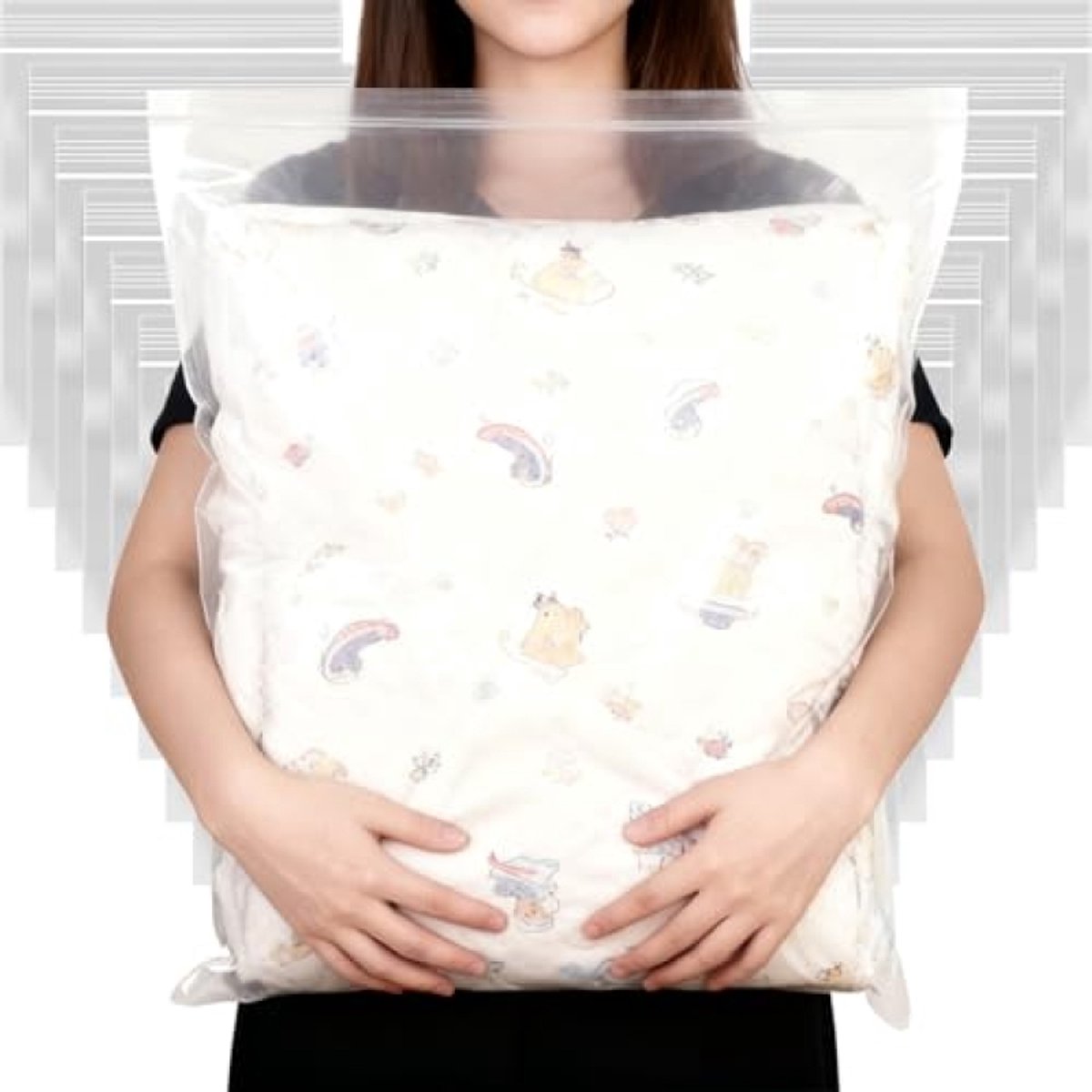 PromoHome 20 stuks Herbruikbare Doorzichtige Opbergzakken 50x60 cm - Grote Verzegelde Plastic Ziplock Zakken voor Kleding, Speelgoed en Opslag - Dik, Stof- en Vochtdicht