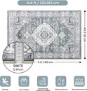 Grijs vloerkleed met traditioneel patroon, met afmetingen 122x183 cm en dikte 0.3 inch.