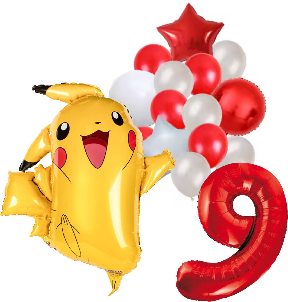 Pokemon ballon set - 62x78cm - Folie Ballon - Pokemon - Pikachu - Themafeest - 9 jaar - Verjaardag - Ballonnen - Versiering - Helium ballon