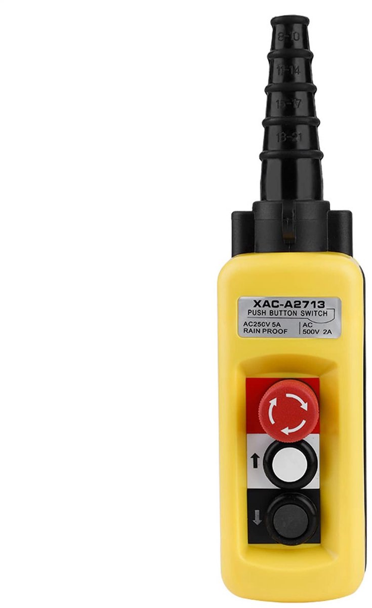 Allecto - Hoist Controller - Takelbediening - Duurzaam ABS-kunststof - Noodstop - Veilig in gebruik - Geschikt voor kraanbediening - 31.5x7.6 cm
