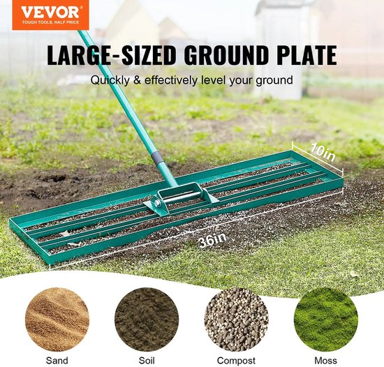 Stervia Gazonhark - Nivelleringhark - Gazon Leveler - Extra Breed - Verlengde Handvat - Groen - 25.5 x 91.5 x 205 cm van Merkloos	 — afbeelding 3