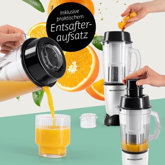 GOURMETmaxx Mr. Magic Power Pro-blender 400 watt - Smoothiemaker met meeneemdeksel - Staande blender met mengbeker en vershouddeksel voor bewaren - Blender met XL-accessoireset voor shakes, smoothies enz. van GOURMETmaxx — afbeelding 4