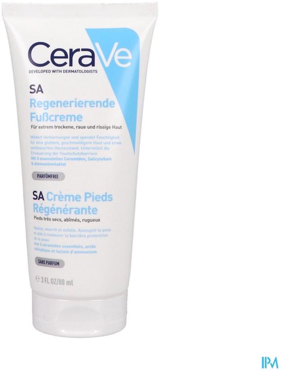 CeraVe SA Herstellende Voetcrème - voor Zeer Droge en Ruwe Voeten - 88ml