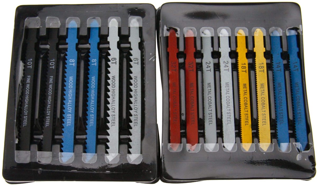 Allecto - T-Shank Decoupeerzaagbladen - 14Pcs Snijbladen Kit - Geschikt voor Hout en Metaal - Diverse Maten - Perfect voor DIY Projecten
