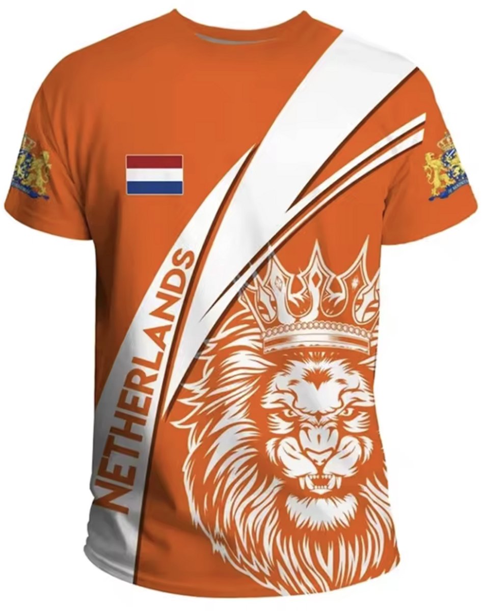 WK Voetbal 2026 T-shirt - Nederland / Oranje - Maat: XL - Kleur: Oranje - Unisex / Universeel - Hoge Kwaliteit - Tshirt met Leeuw - Mannen Shirt - Leeuw & Netherlands / Nederland Shirt - Nederlands Elftal - Wereld Kampioenschap 2026 Jersey