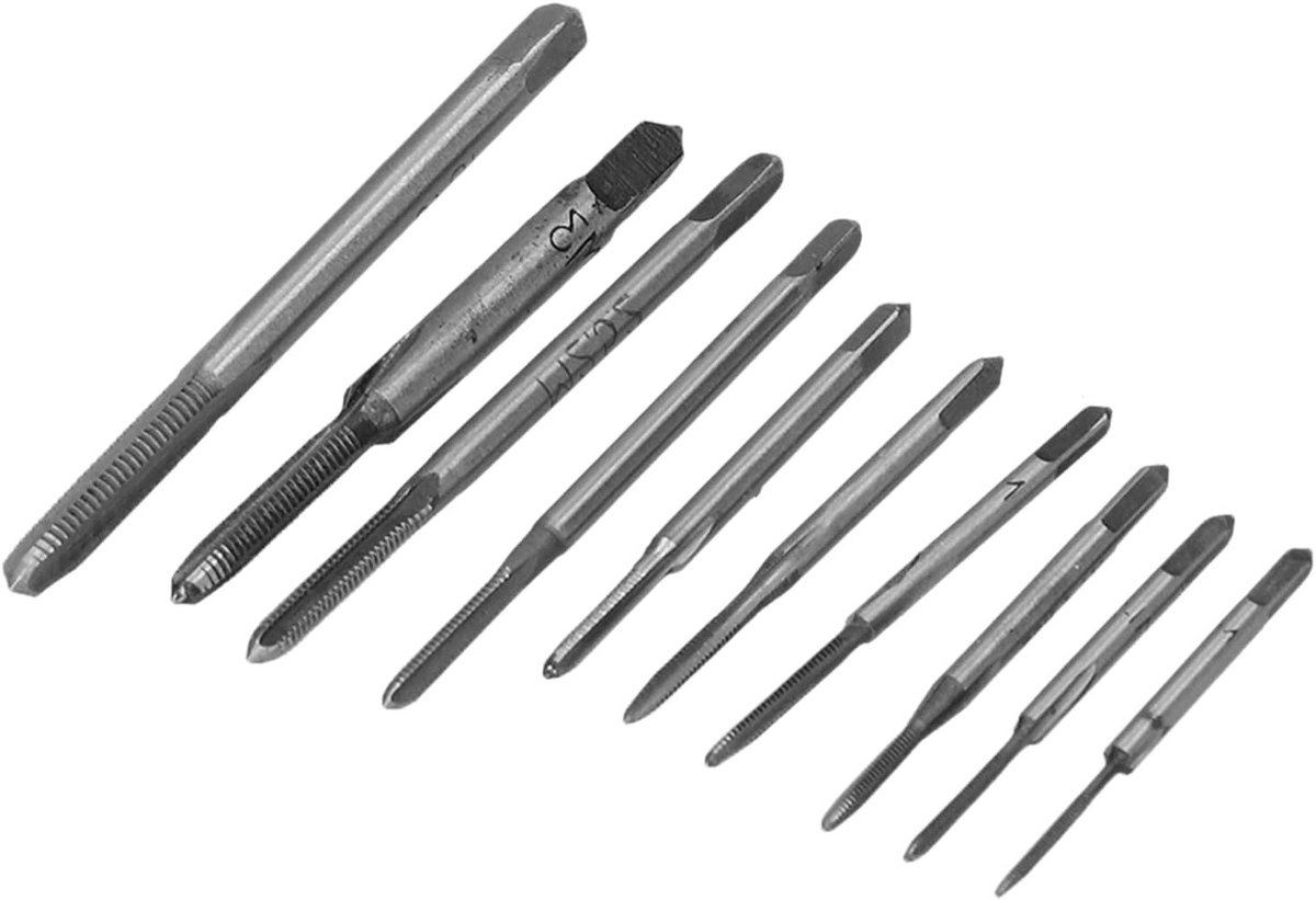Set van 10 Micro Taps en Schroefextractoren voor Horloges - Hoge Snelheid Staal, Mini Draadmachine, Precisie Gereedschap voor Horloge Reparatie