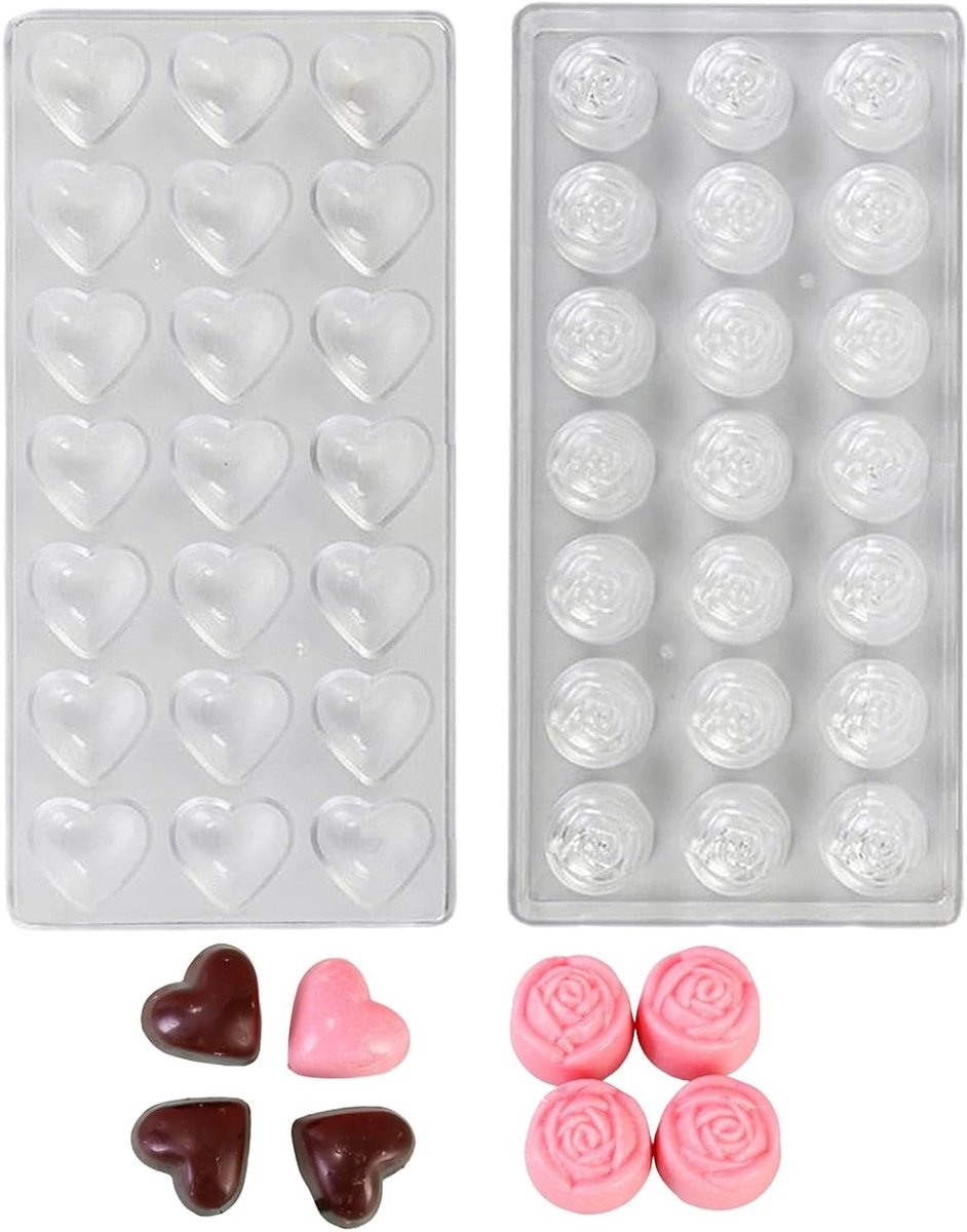 Set van 2 Transparante Chocoladevormen voor DIY Chocolade en Gebak, Perfect voor Bakprojecten en Creatieve Creaties