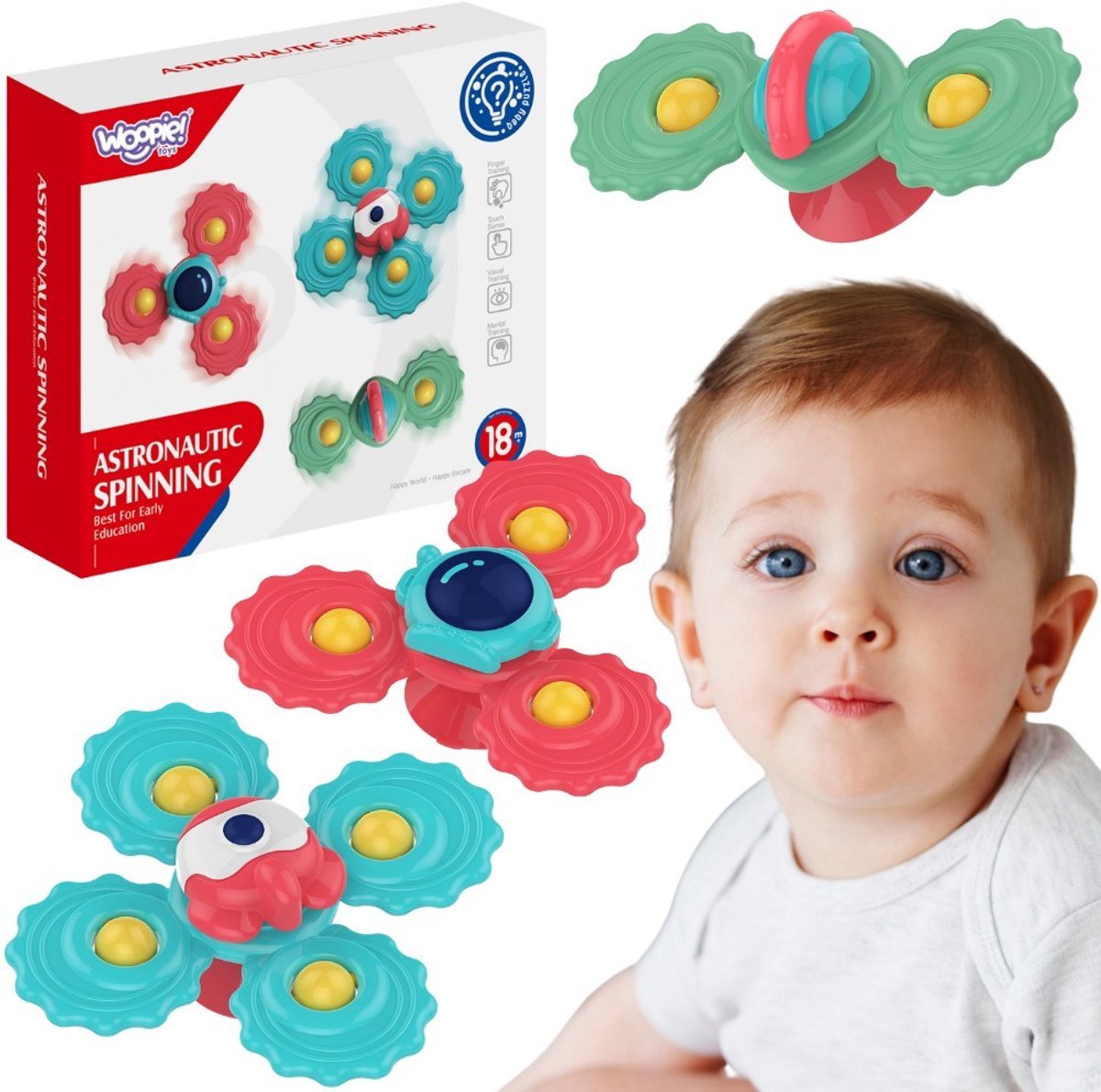 Woopie Baby Spinner Teether With Suction Cup Set Of 3 - UNI