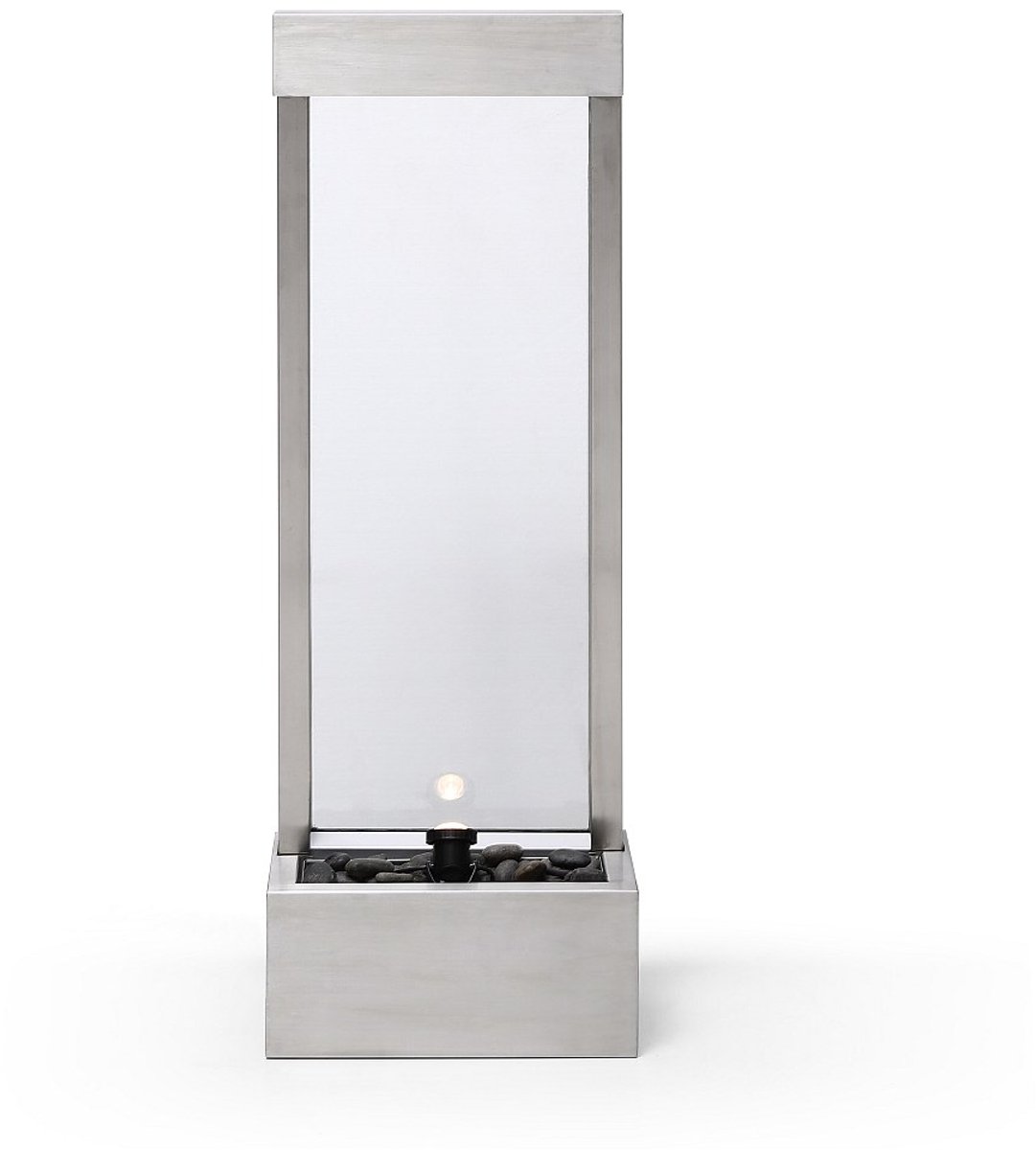 Vente-unique Buitenfontein in roestvrij staal en glas met led - H 108 cm - Zilverkleurig - PANGA