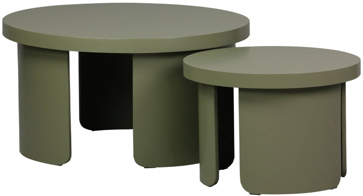 sweeek Set van 2 ronde nesttafels, salontafel - luma kaki