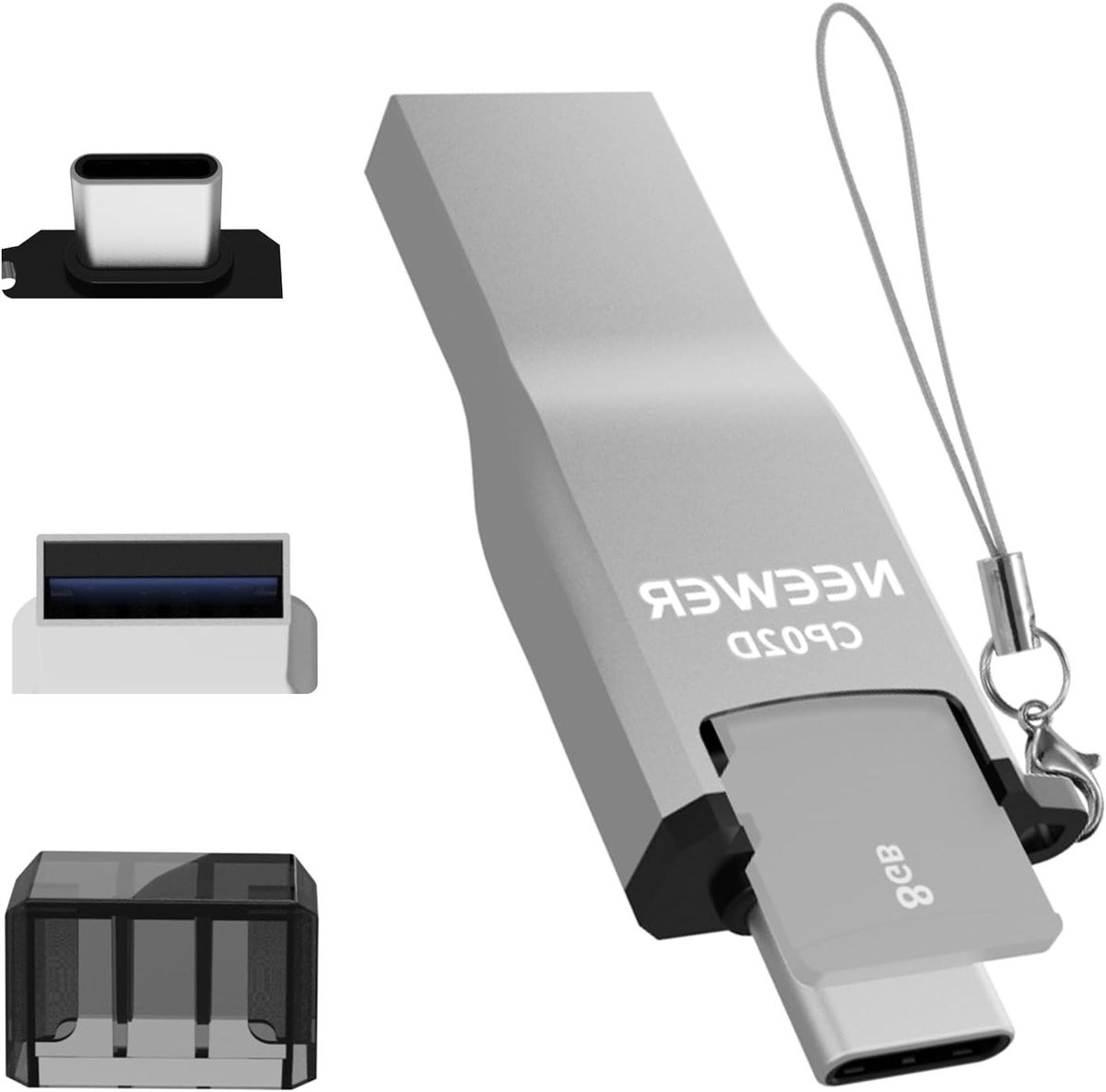 Micro SD Kaartlezer USB C en USB A, TF Kaartlezer USB 3.1 voor Micro SD, Micro SDHC en Micro SDXC, Geschikt voor iPhone, Android, MacBook en Laptop