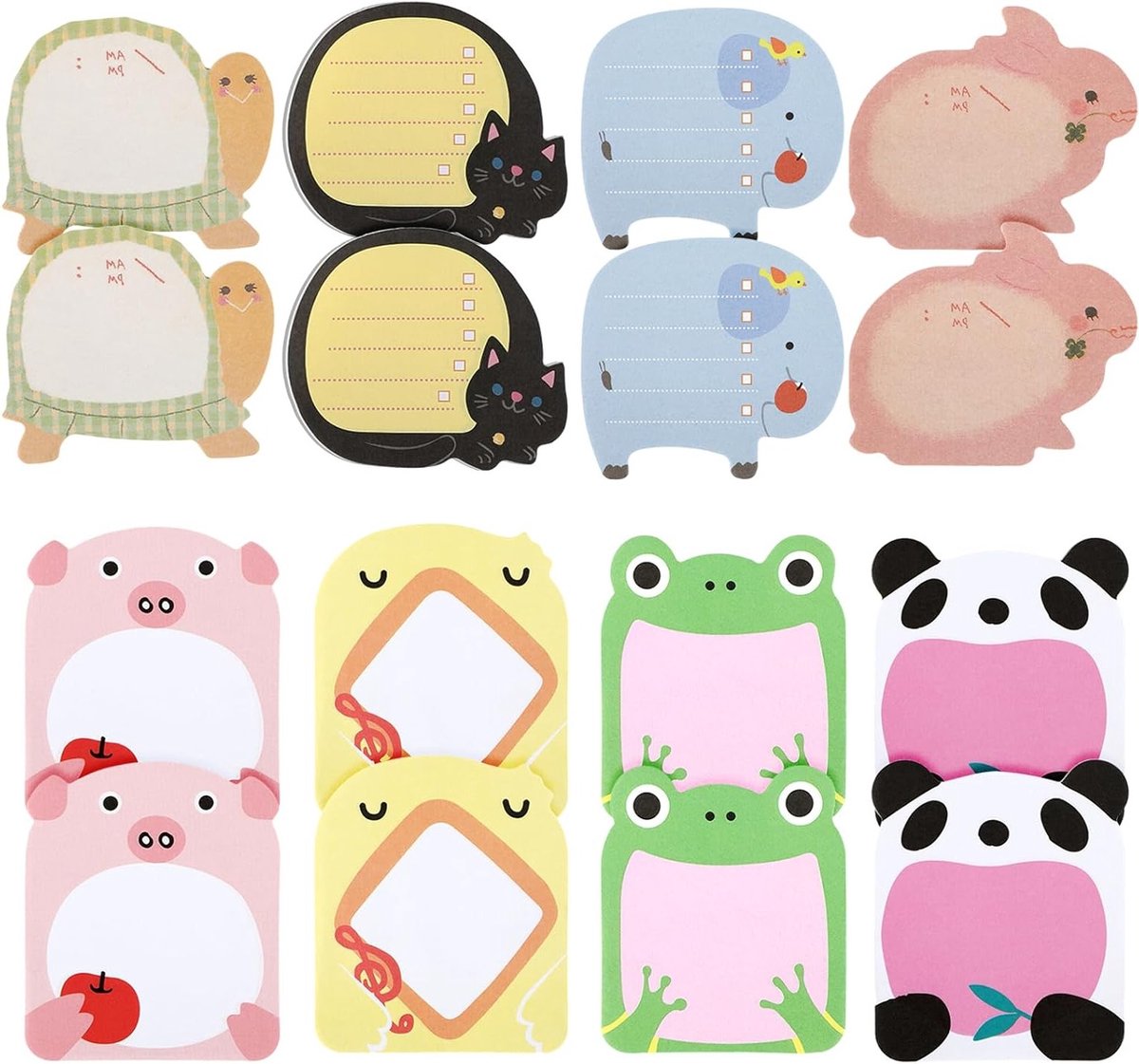 16 Dieren Stickers - Schattige Zelfklevende Notities voor Kinderen, Cartoon Ontwerpen, Creatief Schrijven en Organiseren