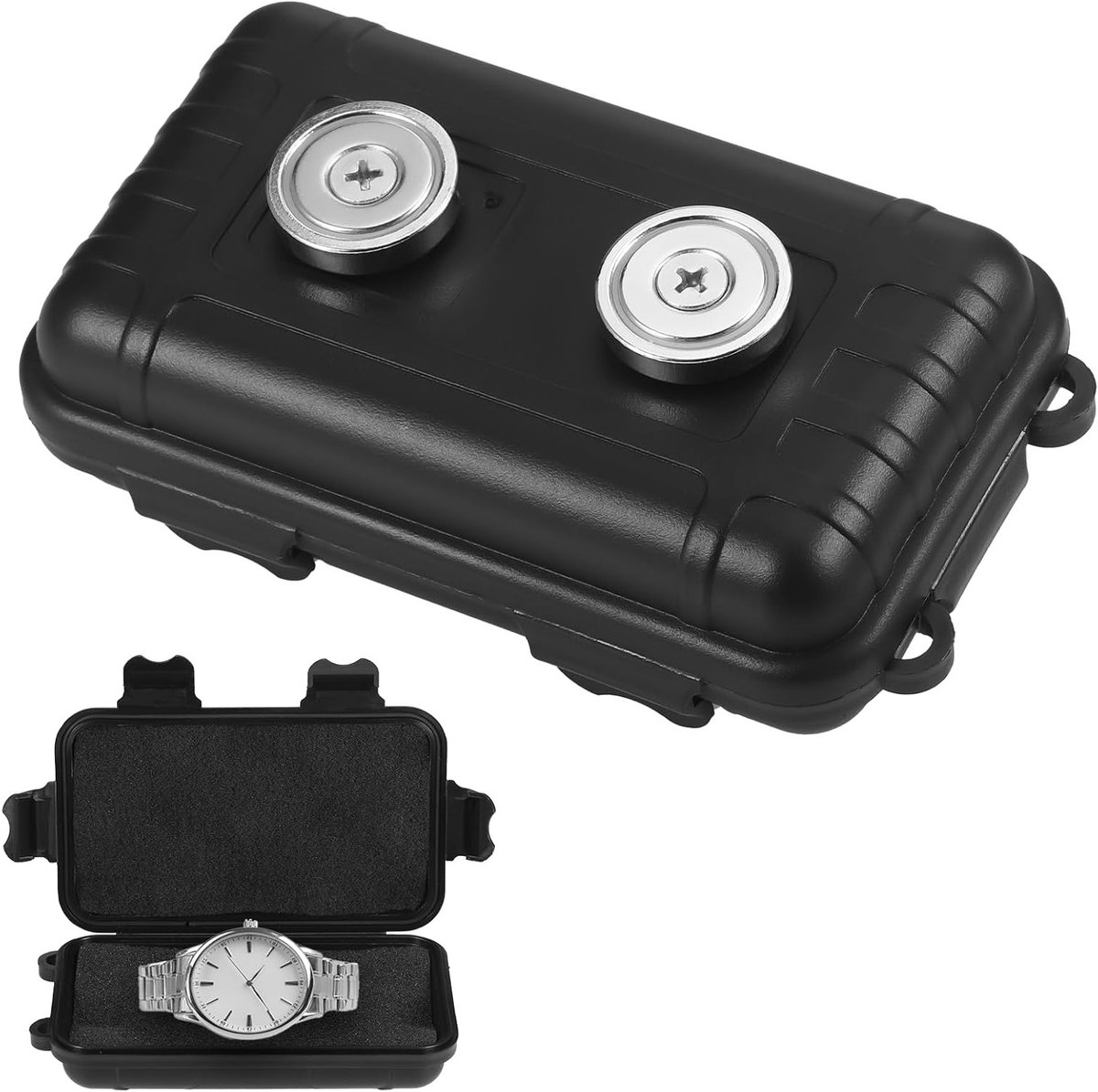 Waterdichte Magnetische Sleutelkluis voor Buiten, Ideaal voor Reizen en Veilig Opslag van Sleutels, Zwart, One Size