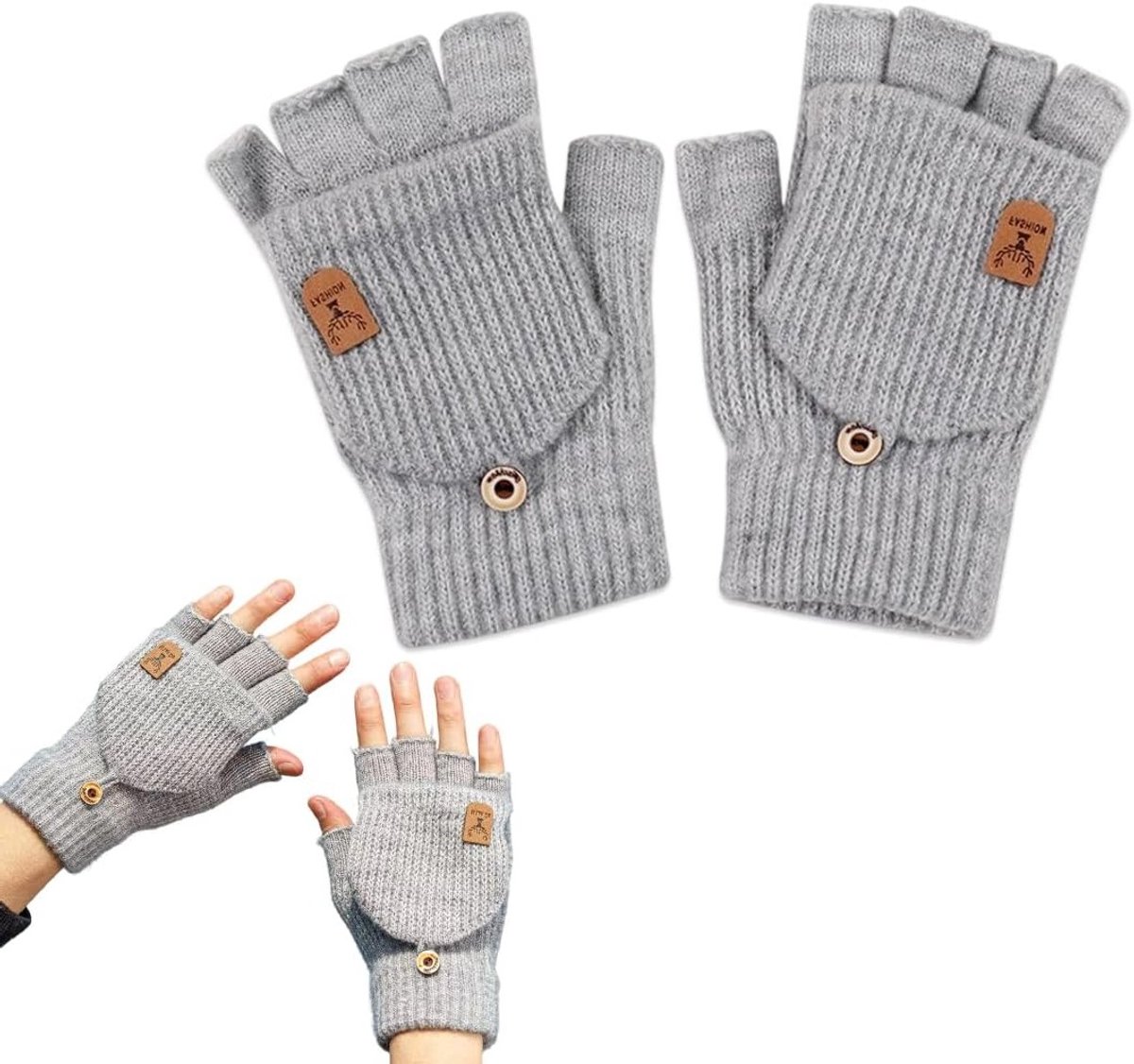 Vrouwen Vingerloze Handschoenen voor de Winter met Verwijderbare Flap - Ideaal voor Koude Dagen en Activiteiten buiten