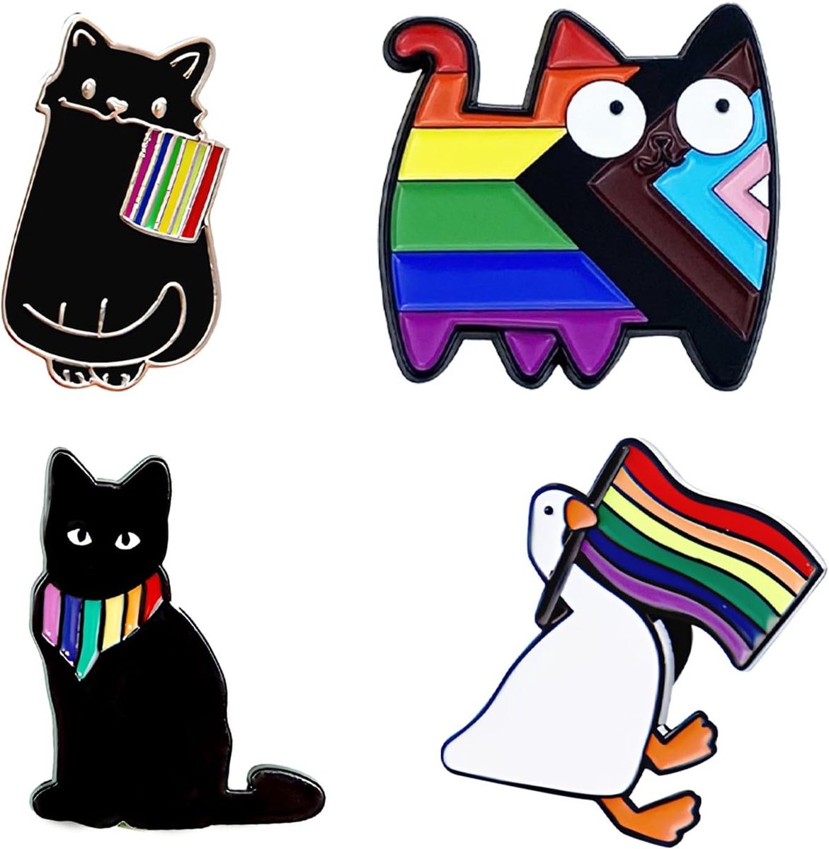 Set van 4 Regenboog Pride Pins, Enamel Gecoate Metaal Pins voor Kleding, Tassen en Rugzakken, LGBTQ+ Versieringen en Cadeaus