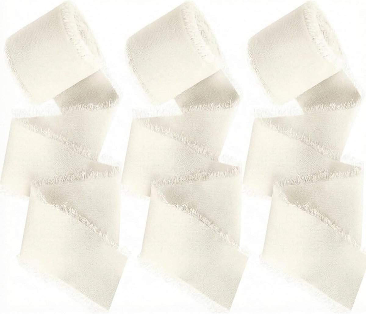 Elegante Chiffon Cadeau Ribbons voor Bruiloft en Feestdecoratie - 3 Rollen Beige en Crème, Perfect voor Uitnodigingen, Bruidsboeketten en Cadeauverpakking