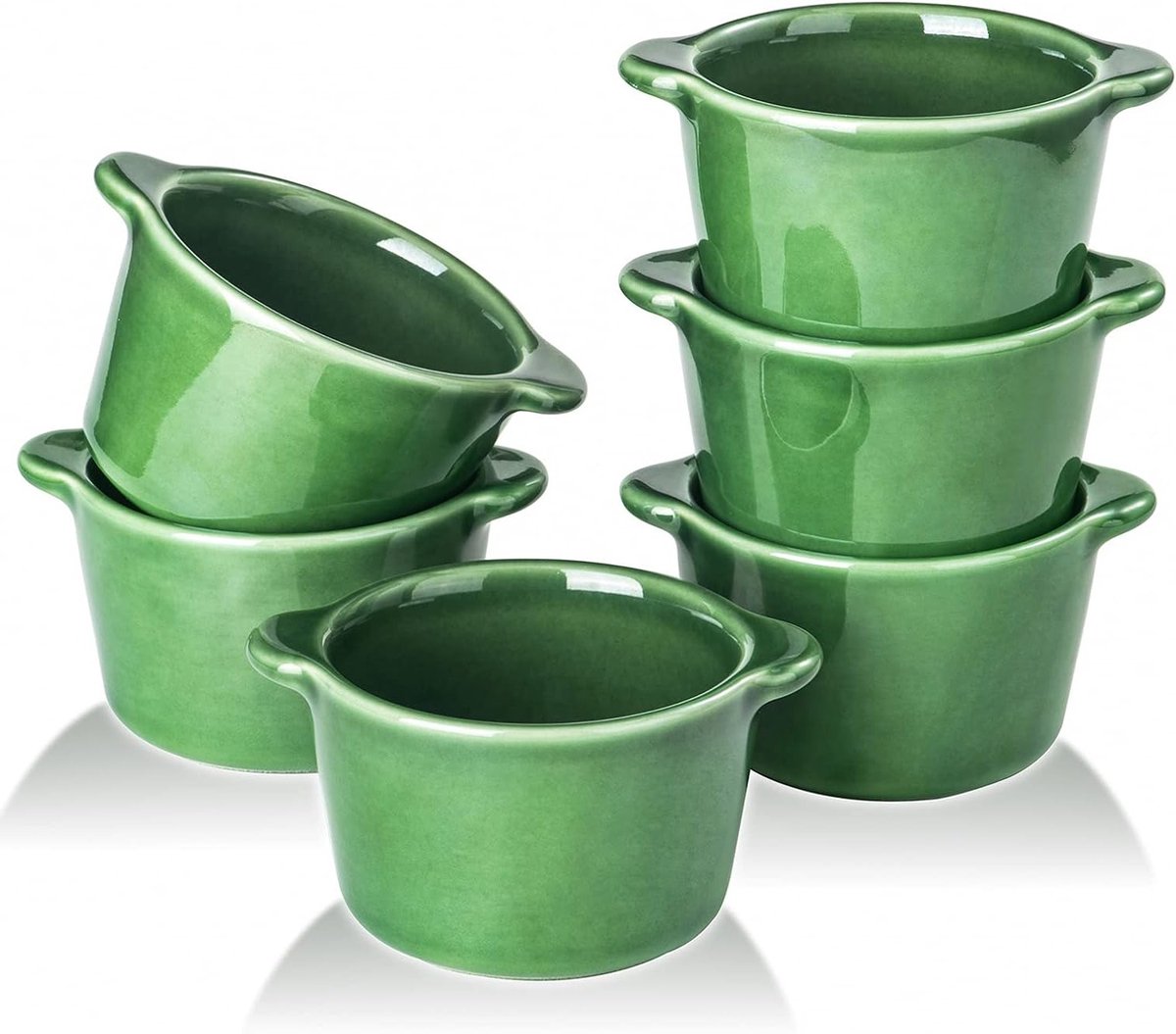 Set van 6 keramische crème brûlée ramekins - ovenbestendige mini soufflé kommen van 8 ounce voor bakken en dipsaus