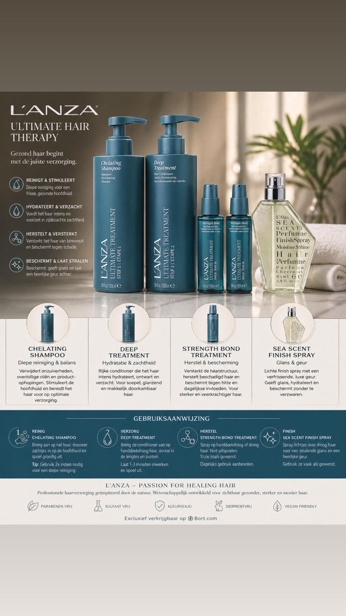 L’ANZA Ultimate Hair Therapy Set – Chelating Shampoo, Deep Treatment, Strength Bond & L’Alga Sea Scent Hair Perfume – Professionele Haarverzorging & Herstel Routine