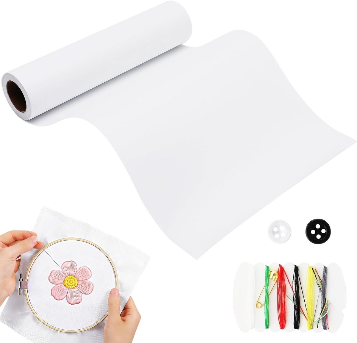 Fleece Roll 10" x 10yd (Wateroplosbaar) voor Borduurwerk, 40gm Wateroplosbaar Borduurpapier en Draagpapier