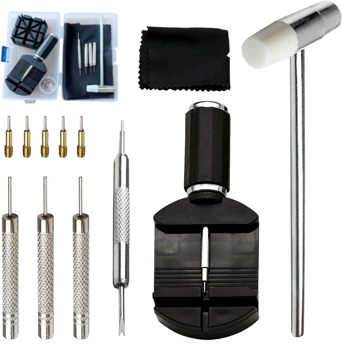 Complete Reparatieset voor Horlogebanden met Diverse Horlogemaker Gereedschappen en Horloge Pen