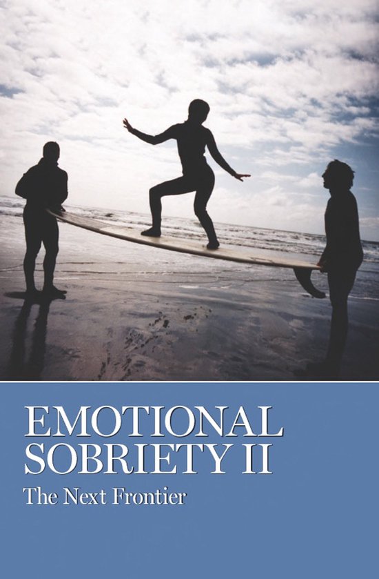 Drie silhouetten op een strand bij zonsondergang met de tekst 'EMOTIONAL SOBRIETY II The Next Frontier'.