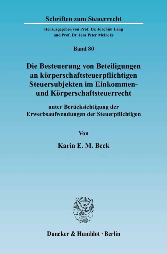 Die Besteuerung von Beteiligungen an körperschaftsteuerpfli ... - cover