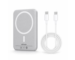 AB Goods Magnetische Oplader Powerbank – 5.000 mAh Draadloze MagSafe – Geschikt voor iPhone Oplader 12 t/m 17 – Compatibel als Oplader iPhone – Snellader – MFI-Gecertificeerd – Uitsluitend te gebruiken met MagSafe-Toestellen – Inclusief USB-C Kabel