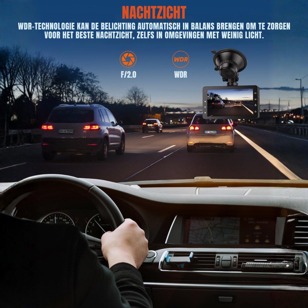 RUX® Dashcam voor Auto Voor en Achter - Dashcam - Zwart - 15cm x 12cm x 9cm ; 290g – foto 6