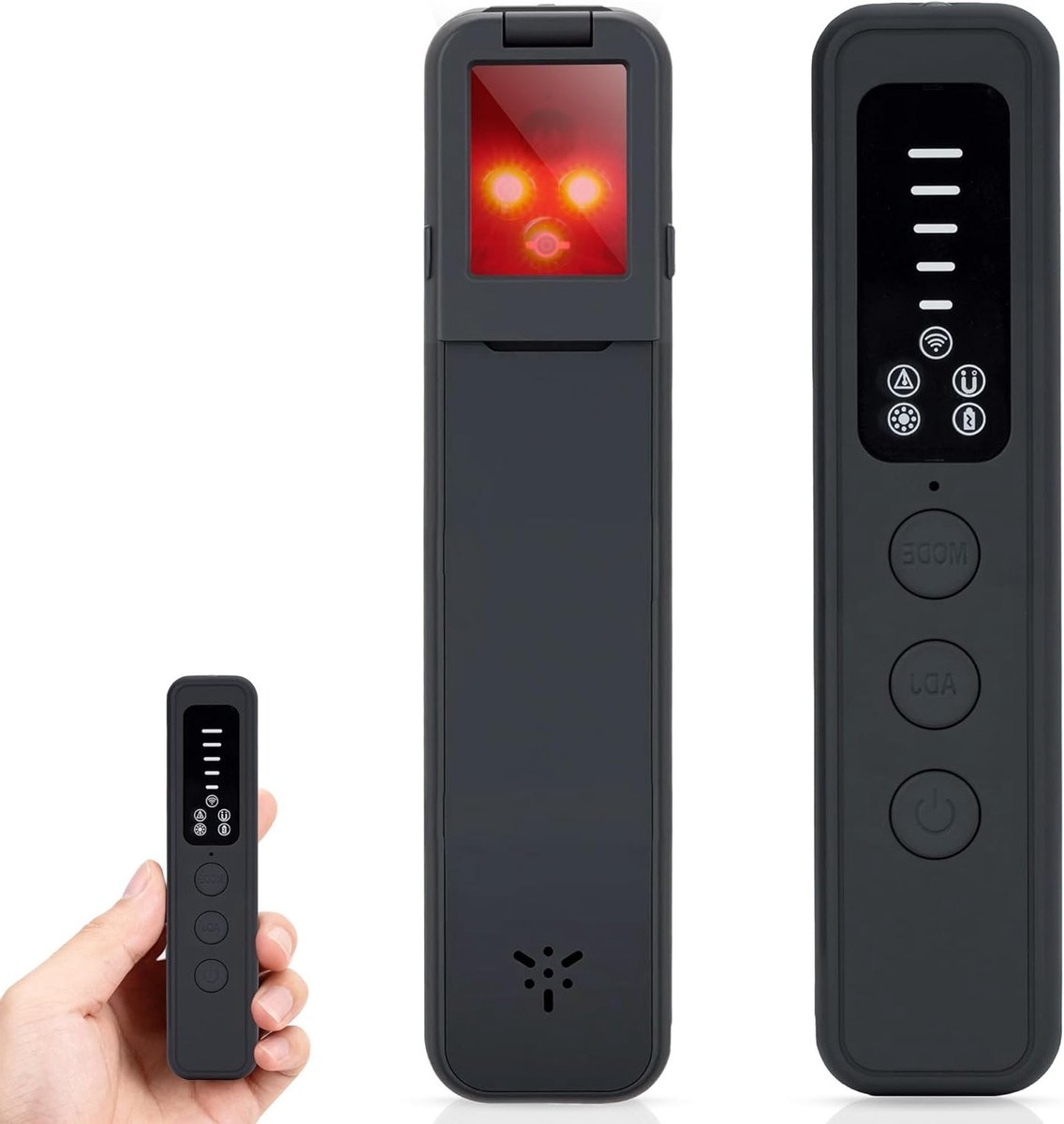 Verbeterde verborgen cameradetector met AI, multifunctionele RF-signaalscanner en GPS-tracker voor anti-spionage, ideaal voor reizen en thuisgebruik - zwart