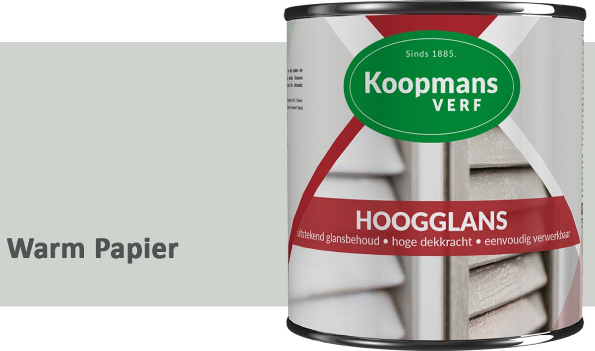 Koopmans Hoogglans Lakverf Binnen & Buiten – Voor Hout en Metaal – Krasvast – Hoge Dekkracht – Kozijnen, Deuren & Meubels – Warm Papier – 375 ml