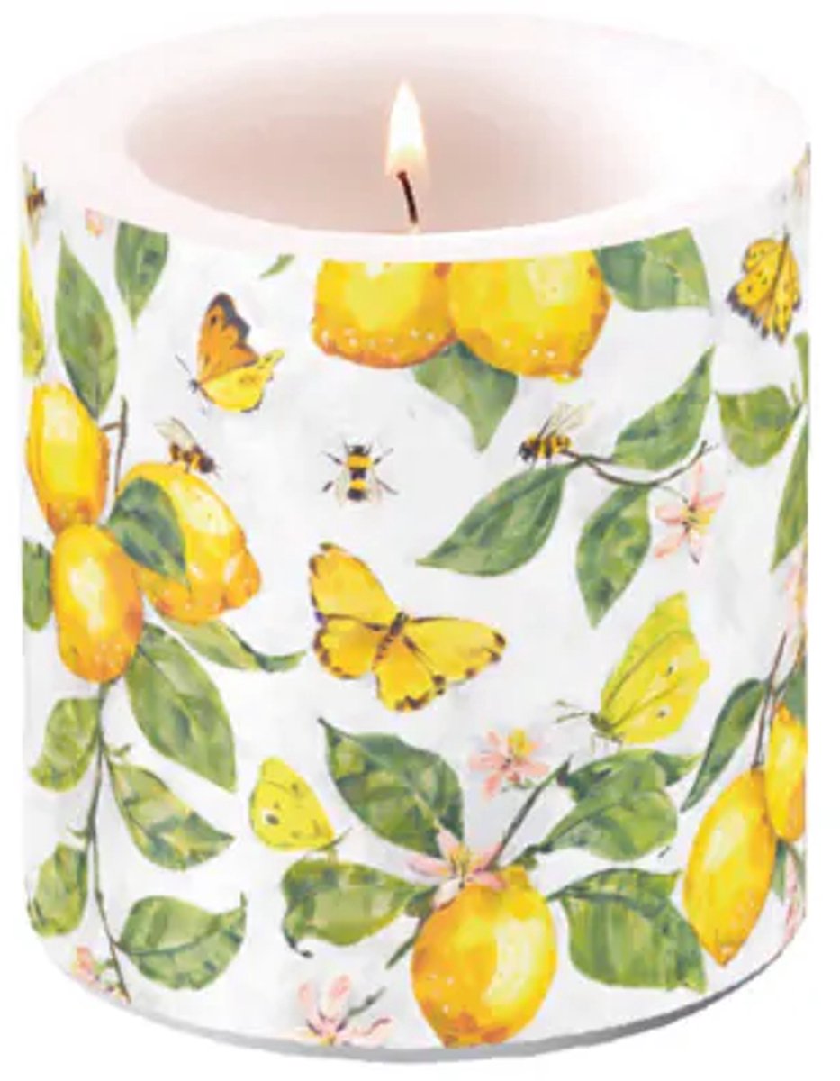 Ambiente Kaars - Small - Fresh Lemon - 35 branduren wit