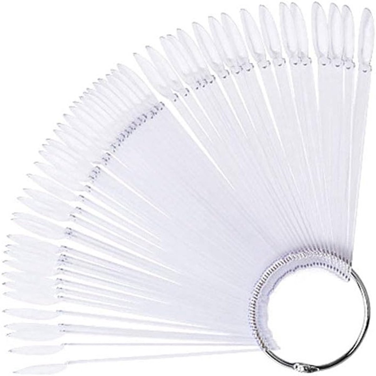 50 Stuks Ovalen Kleurenschema Manicure Display Plaat - Transparante Nagelplaat met Metalen Ring voor Nagelgel, Olie Oefening en Nagelkunst voor Beginners