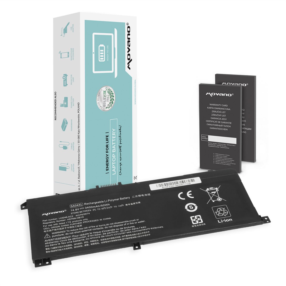 Movano - HP Envy X360 batterij - Li-Ion - 500 cycli - 17-CG