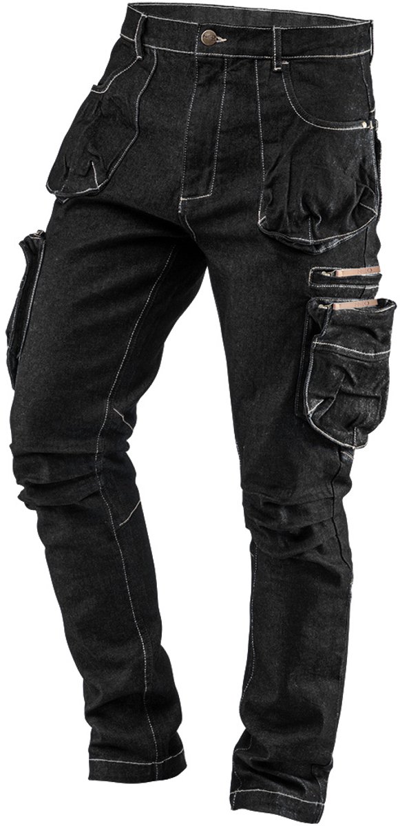 NEO DENIM Serie - Zwarte Werkbroek - 5 Kangoeroezakken - XXL - Elastisch - CE Gecertificeerd