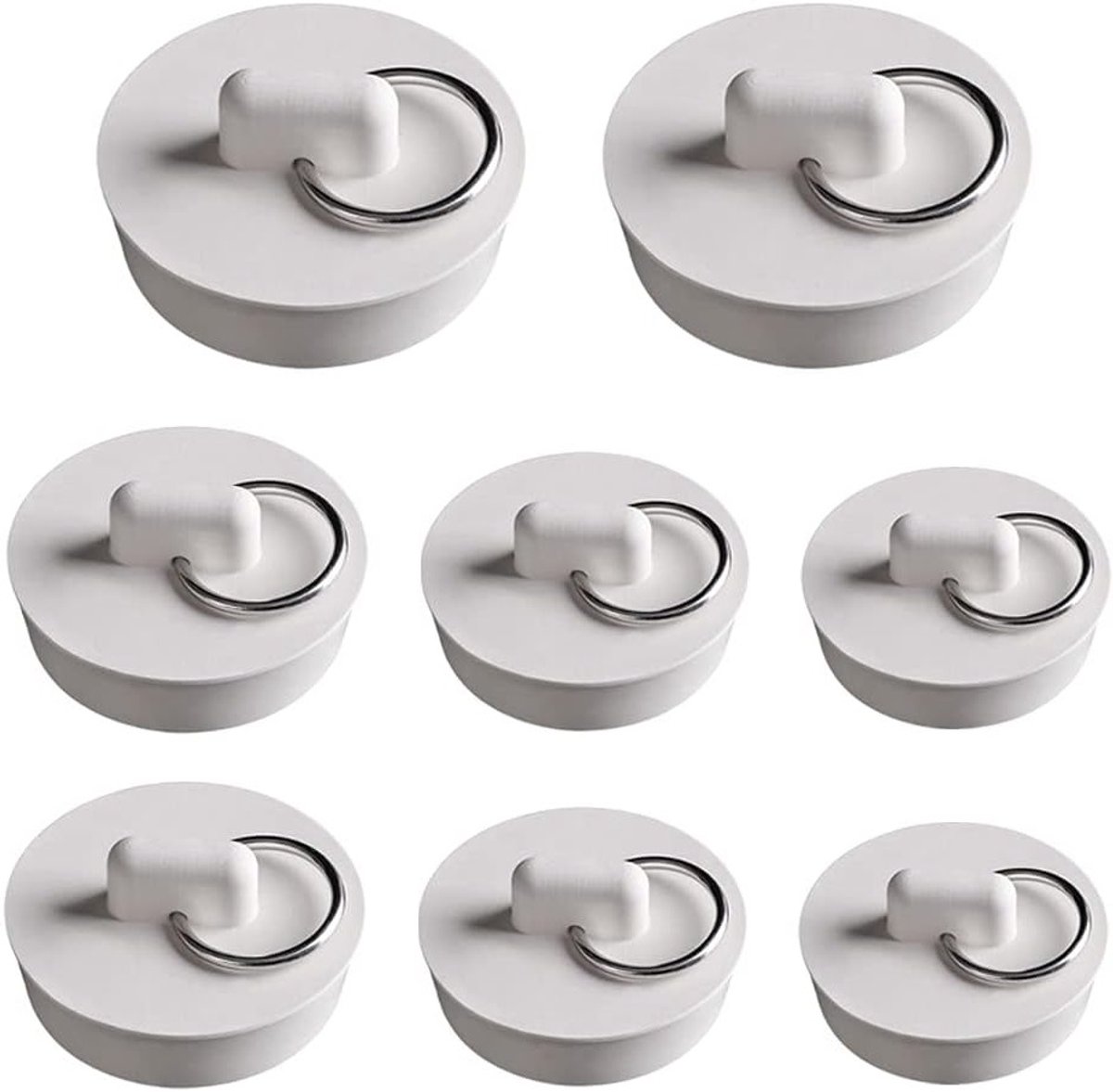 8 Stuks Universele Badstop Set - Rubberen Afvoerstop Keuken en Bad