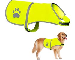 Daity Reflecterend hondenvest – Vest voor zichtbaarheid in het donker – Veiligheidsvest voor honden – Goed zichtbaar veiligheidstuig – Beschermt uw huisdier tegen voertuigen en jachtongelukken – Maat XL – 61 x 92 cm