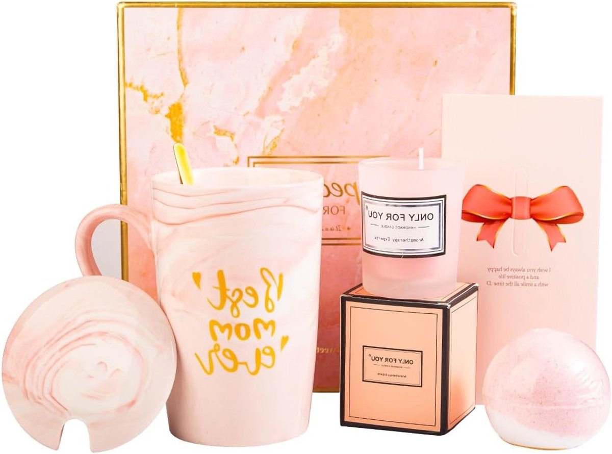 Giftset: 340ml Roze Keramische Mok - Cadeaus voor Vrouwen, Verjaardagscadeau, Moederdag, Kerst, Beste Vriendin, Uniek Geschenk