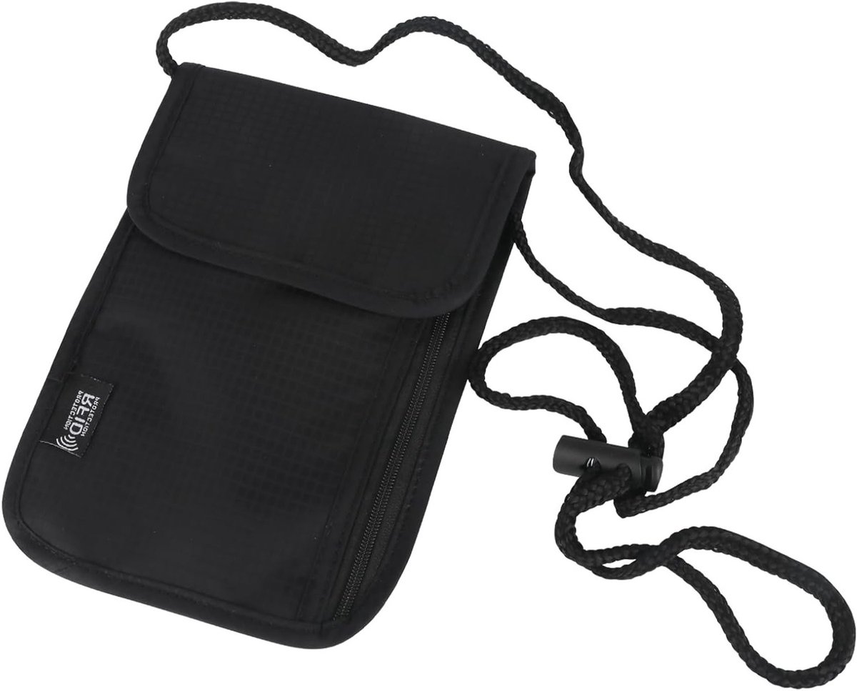 Rugzak met RFID-bescherming, Reisportemonnee, Draagbare Anti-Diefstal Tas voor Paspoort, Creditcards en Reisspullen, Zwart, Unisex, Ideaal voor Festivals en Reizen