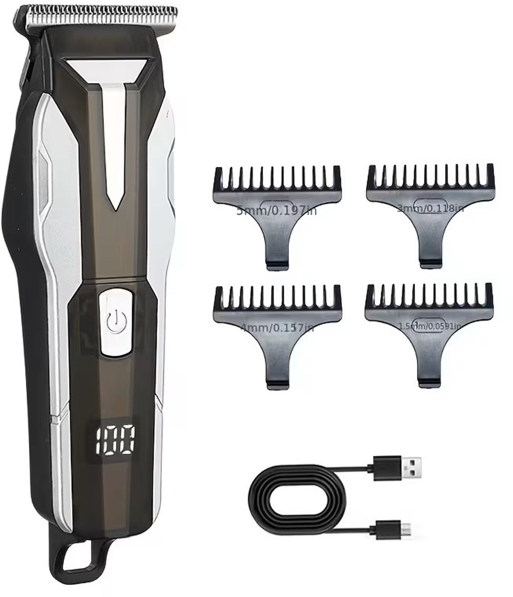 FEIYBA Scheerapparaat - Usb Oplaadbare Tondeuse - Lichaamshaar + Baardtrimmer - Krachtige en Compacte Tondeuse - Kleur: Grijs