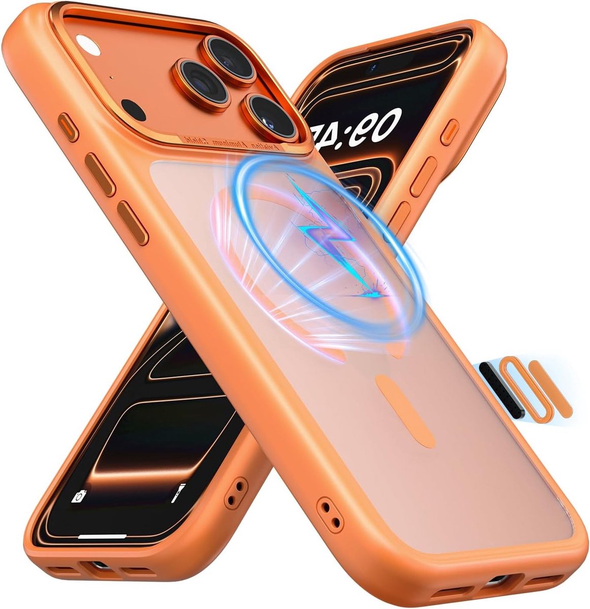Camera Controller voor iPhone 17 Pro Max - MagSafe Compatibel, Schokbestendig en Matte Translucent Oranje