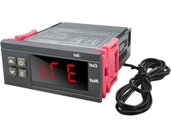Digitale Temperatuurregelaar met Waterdichte Sensor, Dubbele Relay en Thermostaat voor Verwarming, Koeling, Aquarium en Terrarium, 110-220V