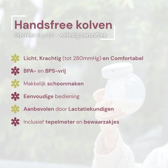Youha Elektrische Dubbele Draadloze Borstkolf - Handsfree & BPA-Vrij - 24mm - Incl. Moedermelk Bewaarzakjes & Tepelmeter