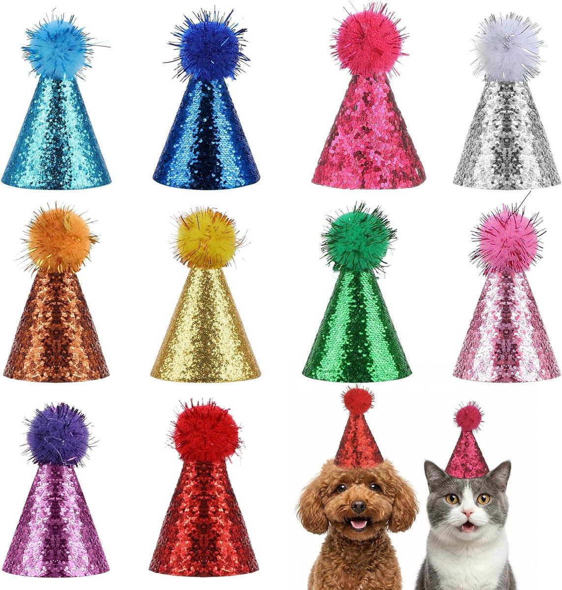 Mini Party Hoedjes voor Kinderen - 10 Stuks Dierenthema, Verjaardagsfeesten en Fotoshoots met Knuffeldieren