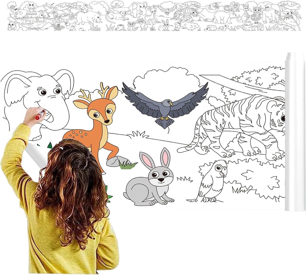Giant Kleurrol voor Kinderen - 3M Tekening Papier en Knutselblad voor Creatieve Activiteiten, Schilderen en Kleurplezier