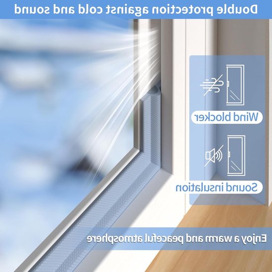 Isolerende Sealing voor Ramen en Deuren, Dubbele Isolatie, Geluidsisolatie, Waterdicht, Zelfklevend, Koude Bescherming (Grijs, 3 Meter) van Merkloos — afbeelding 2