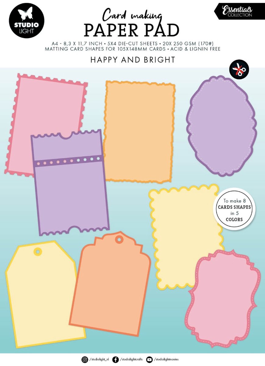Card making pad Happy and bright A6 - Essentials nr. 28