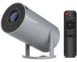 MakkelijkMooi Draagbare Projector met Speaker - 8000 Lumen WiFi 6 & Android 14 - 5W Speaker - Thuisbioscoop - 180° Rotatie - Grijs